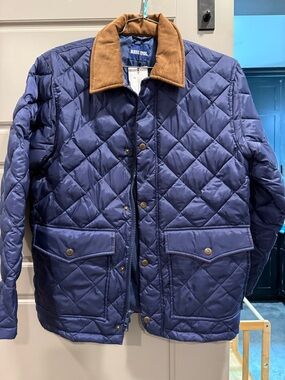 Resistol brand Quilted Navy Puffer Jacket with Brown Collar